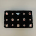 Catene Crystal Embellished Padded Nylon Clutch in Black [ReSale]