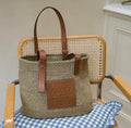 Basket Medium Woven Tote in Grey