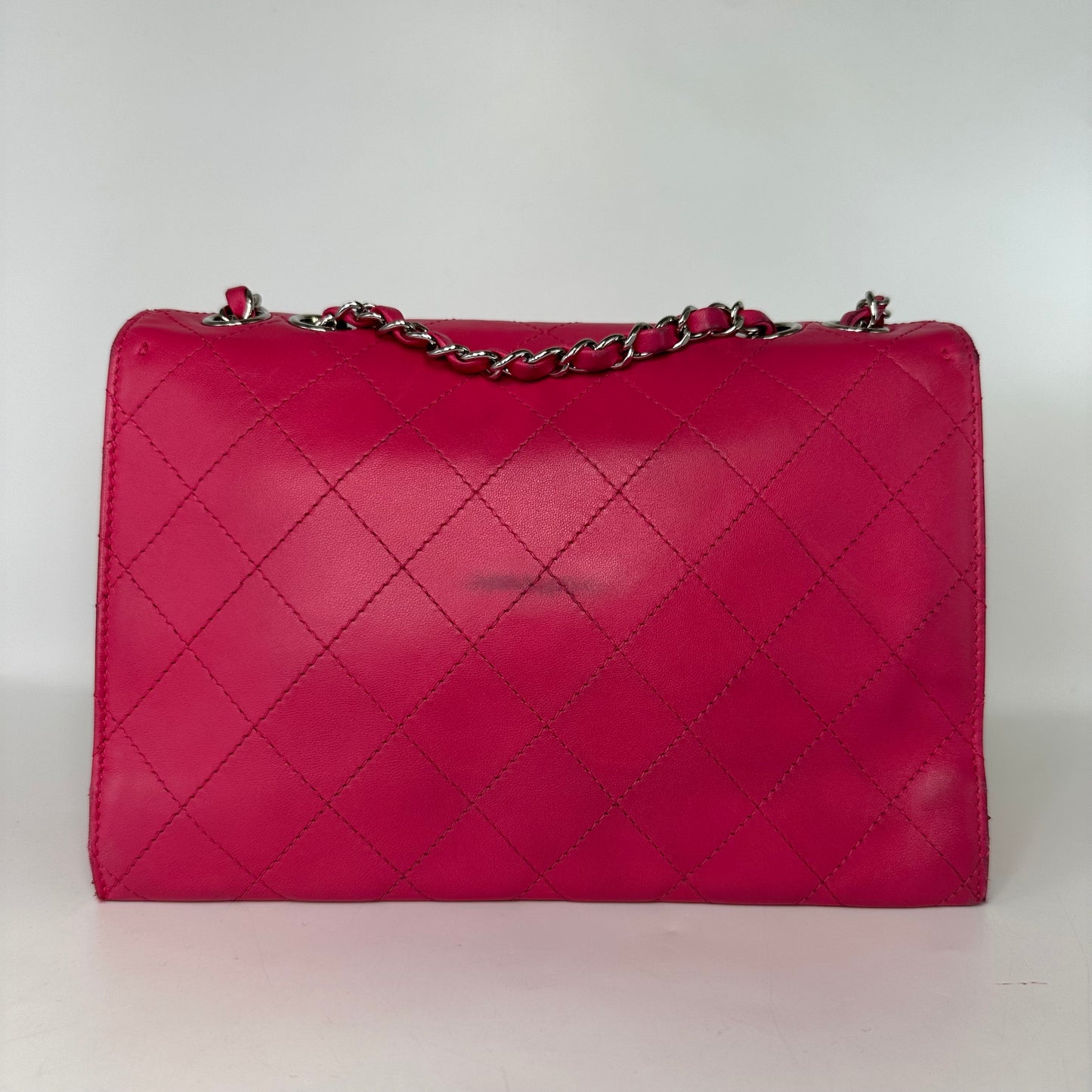 Small Accordion Quilted Single Flap Bag in Hot Pink Calfskin Leather 2014 [ReSale]