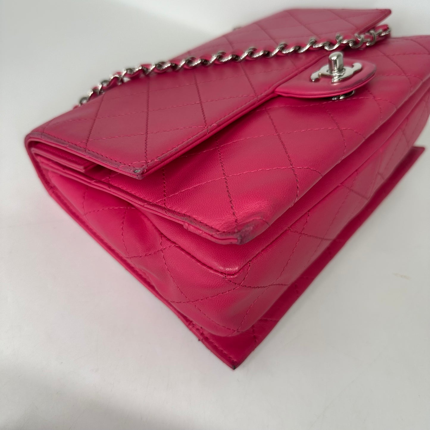 Small Accordion Quilted Single Flap Bag in Hot Pink Calfskin Leather 2014 [ReSale]