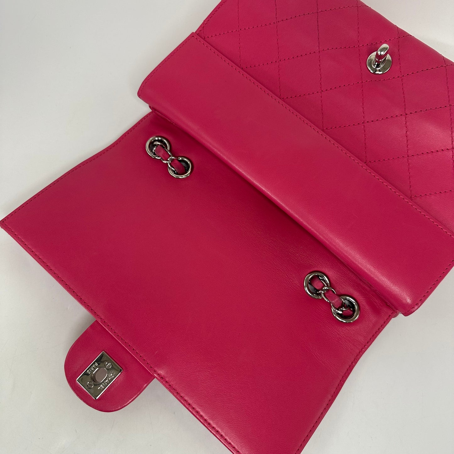 Small Accordion Quilted Single Flap Bag in Hot Pink Calfskin Leather 2014 [ReSale]