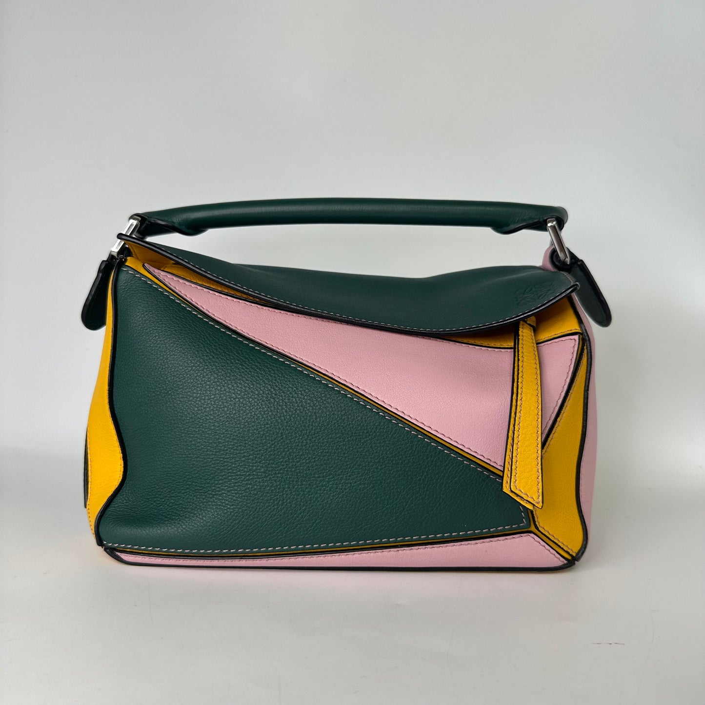 Small Puzzle Tricolor Bag in Pink and Green Leather [ReSale]