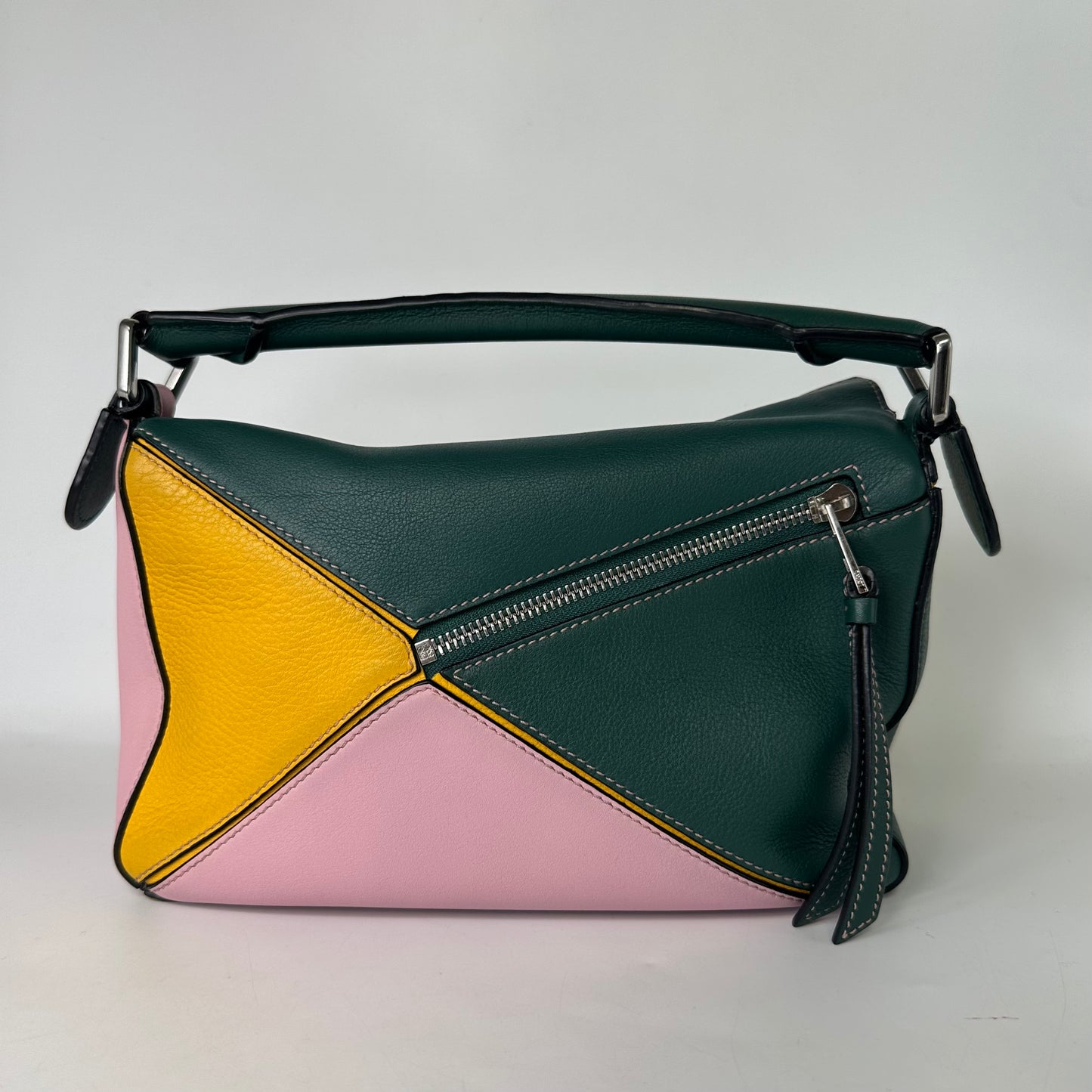 Small Puzzle Tricolor Bag in Pink and Green Leather [ReSale]