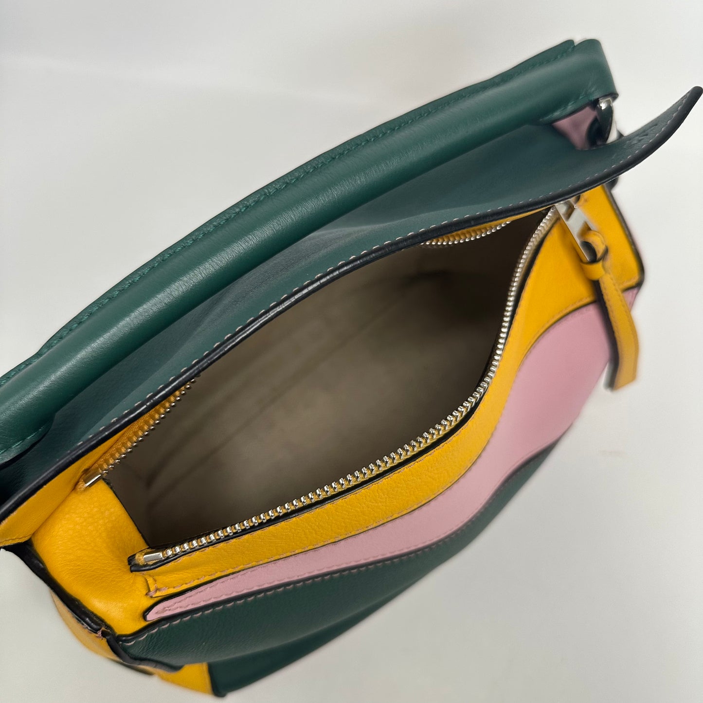 Small Puzzle Tricolor Bag in Pink and Green Leather [ReSale]