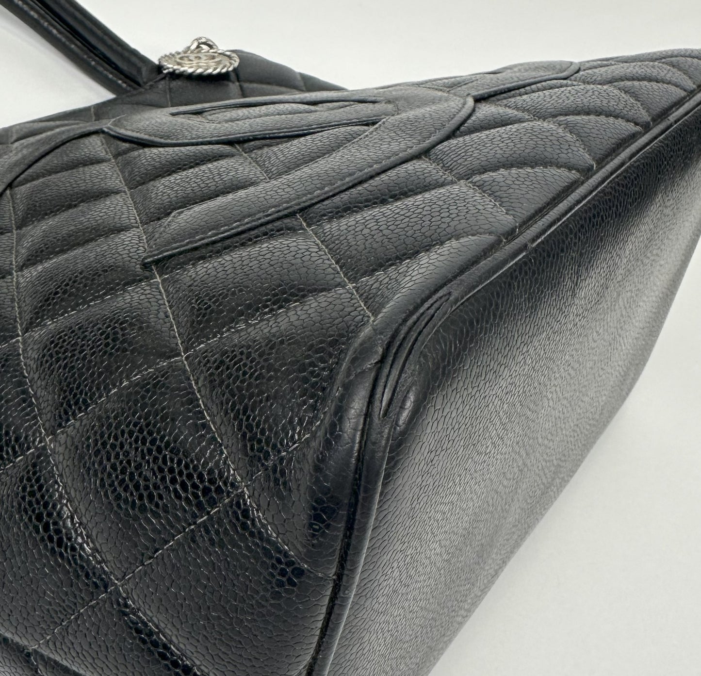 Medallion Tote Bag in Black Caviar with Silver Hardware 2000 - 2002 [ReSale]