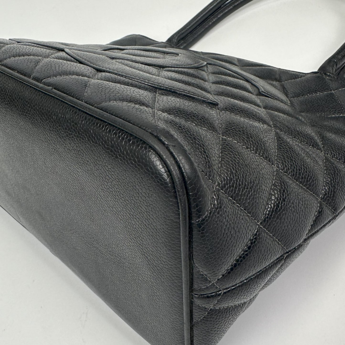 Medallion Tote Bag in Black Caviar with Silver Hardware 2000 - 2002 [ReSale]