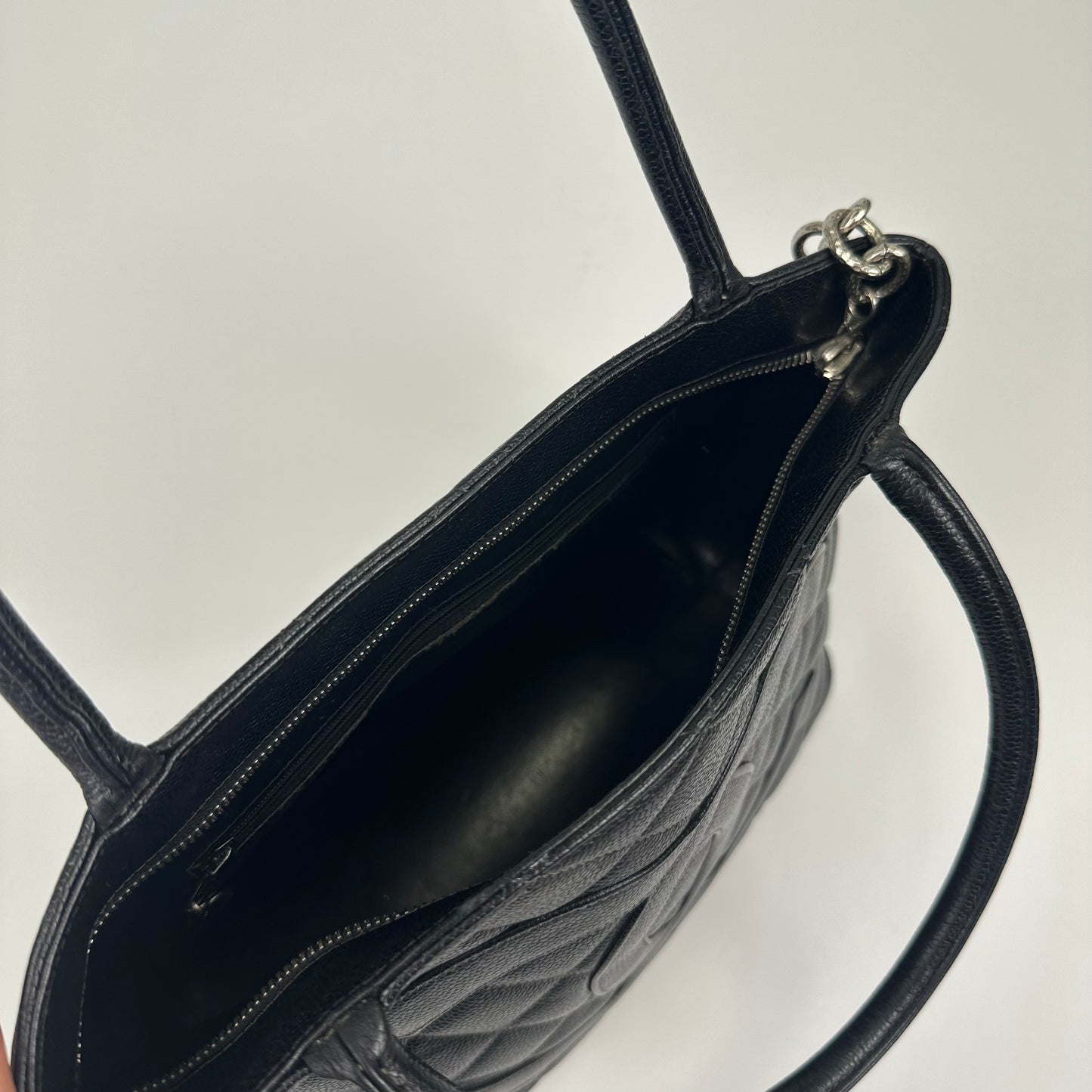Medallion Tote Bag in Black Caviar with Silver Hardware 2000 - 2002 [ReSale]