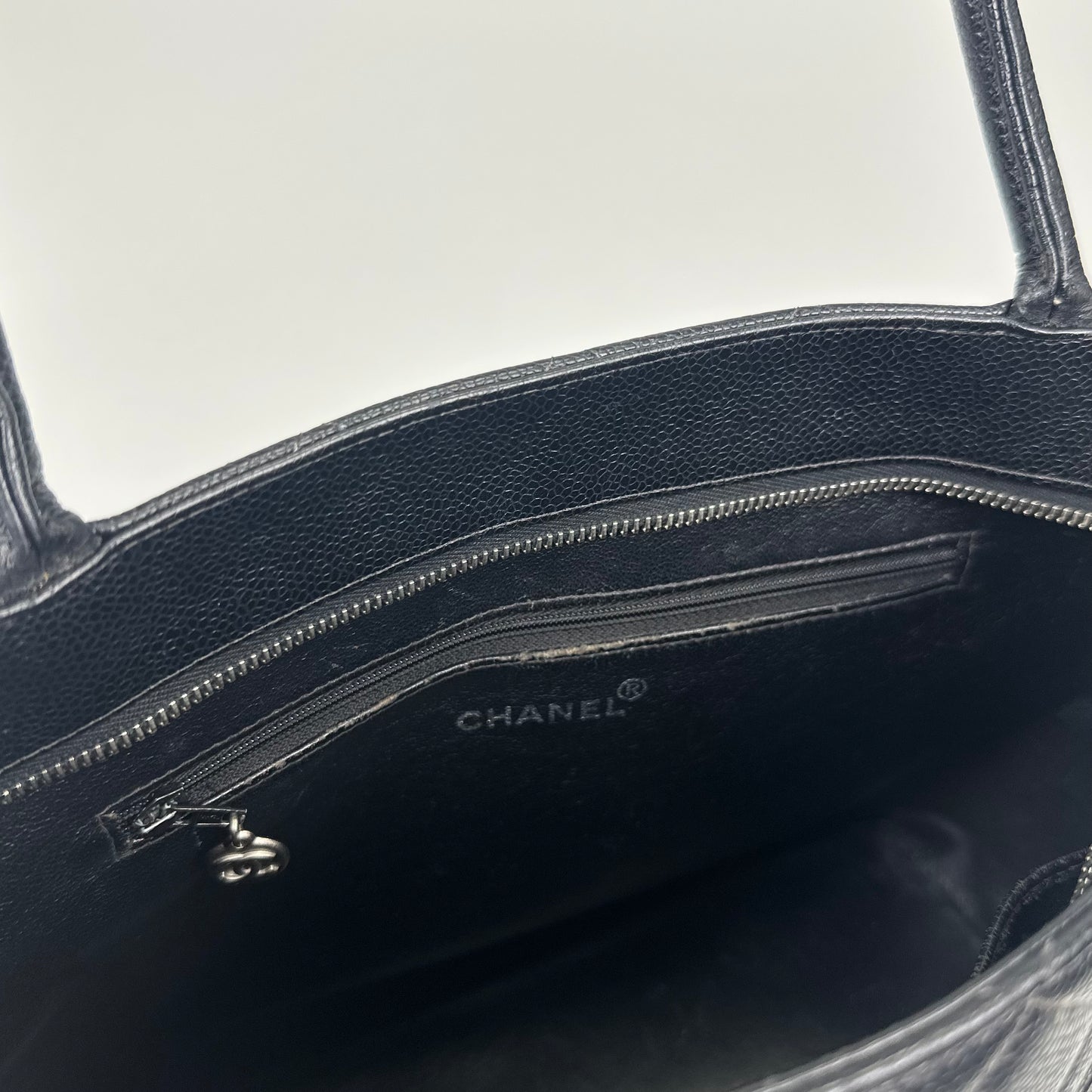 Medallion Tote Bag in Black Caviar with Silver Hardware 2000 - 2002 [ReSale]
