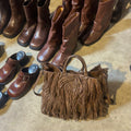 Fringe Tote in Brown Leather