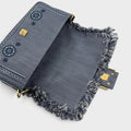 Baguette in Fringed Denim with Embroidered Bandana