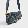 Baguette in Fringed Denim with Embroidered Bandana