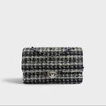 Medium Classic Double Flap Bag in Black & White Tweed 1989-1991