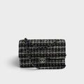 Medium Classic Double Flap Bag in Black & White Tweed 1989-1991