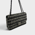 Medium Classic Double Flap Bag in Black & White Tweed 1989-1991