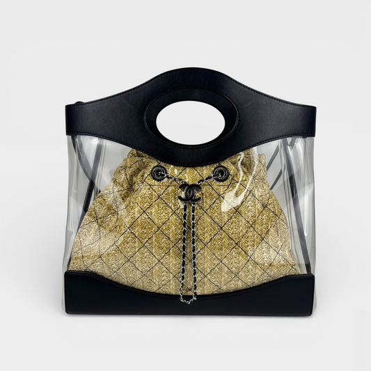 31 Large PVC Shopper with Black Lambskin Trim