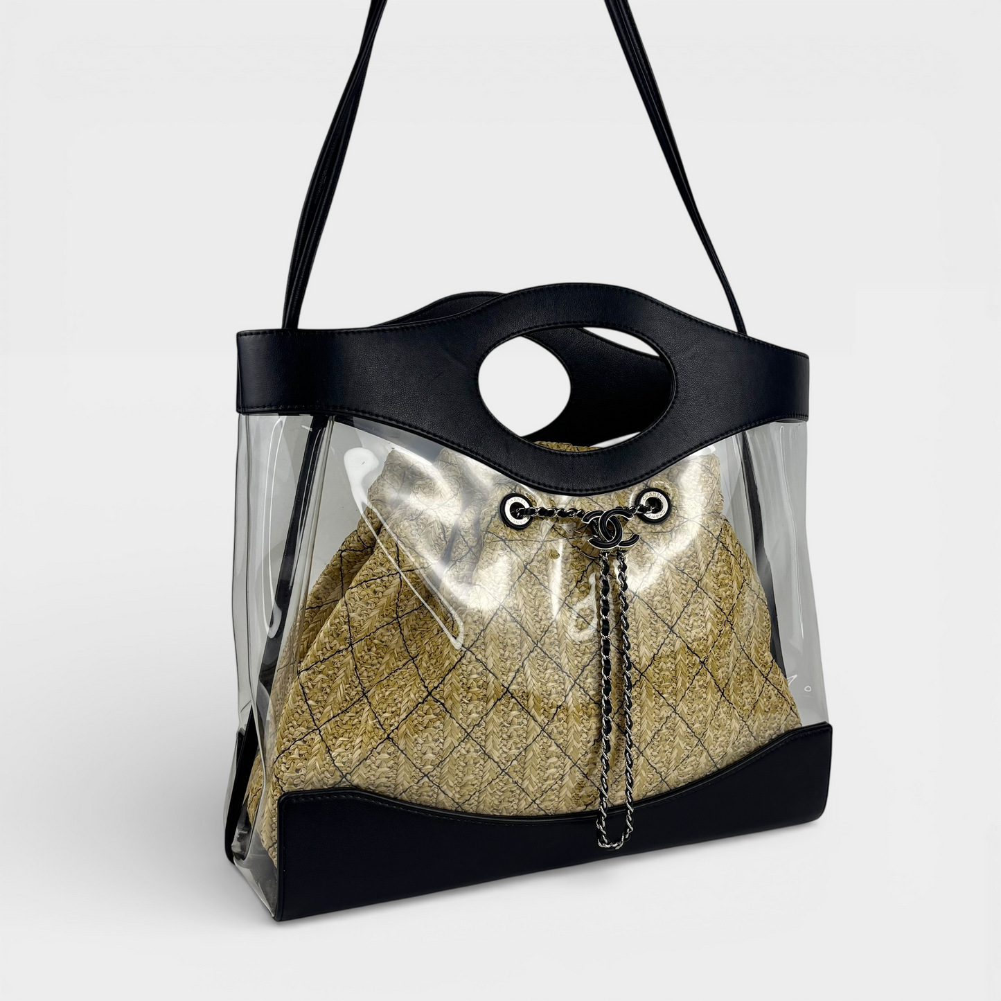 31 Large PVC Shopper with Black Lambskin Trim