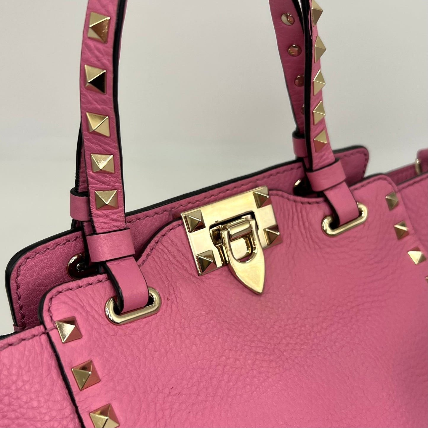 Garavani Mini Rockstud Leather Tote Bag in Dawn Pink [ReSale]