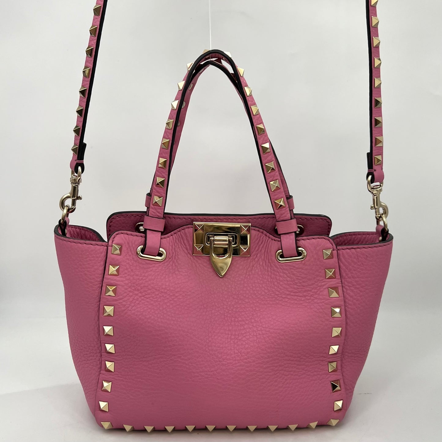 Garavani Mini Rockstud Leather Tote Bag in Dawn Pink [ReSale]