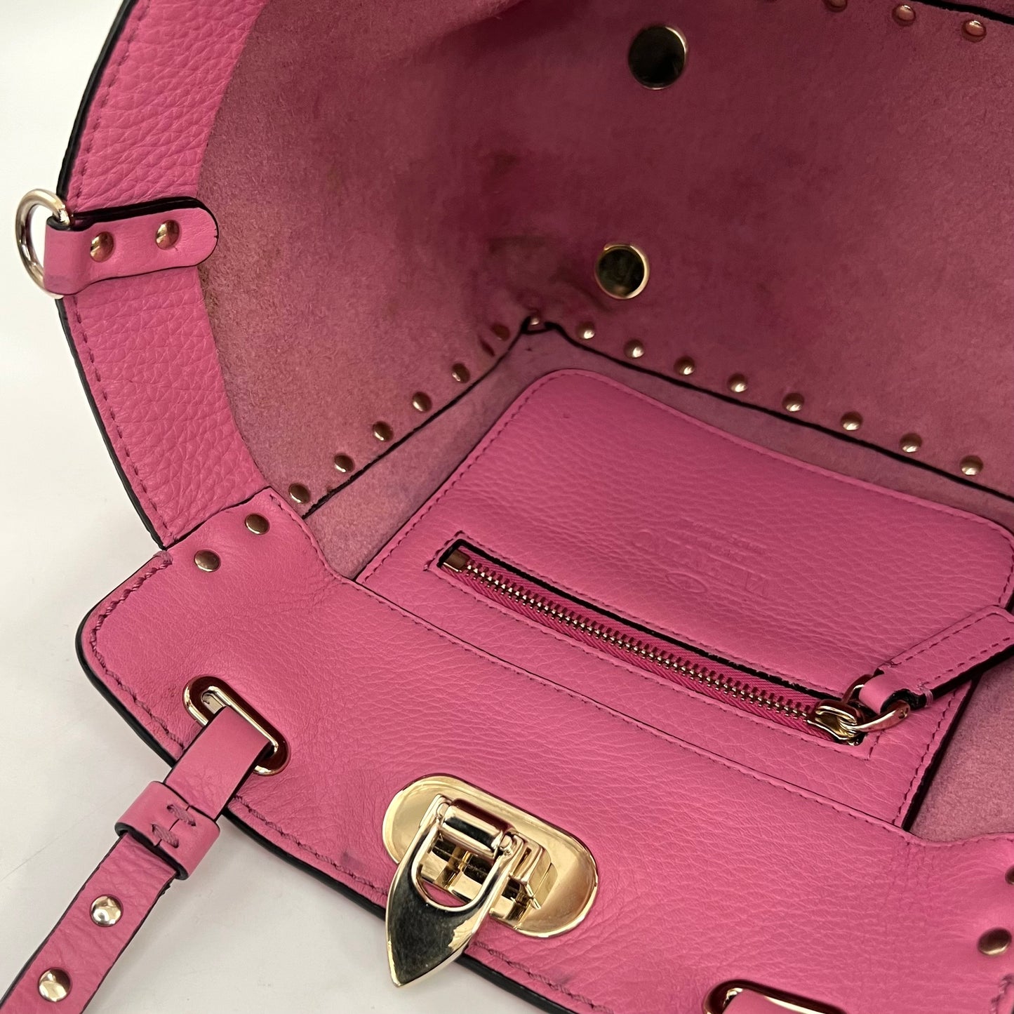Garavani Mini Rockstud Leather Tote Bag in Dawn Pink [ReSale]