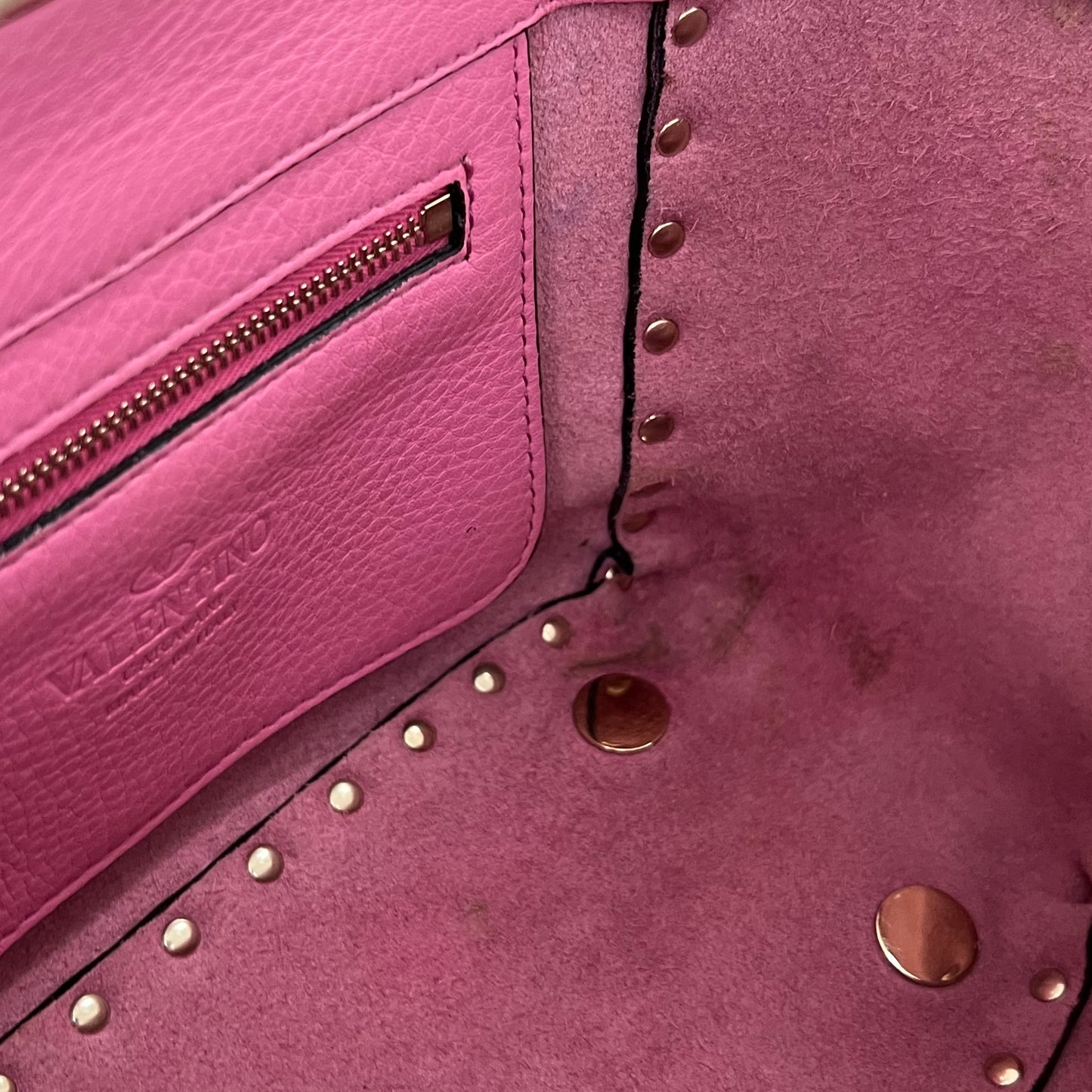 Garavani Mini Rockstud Leather Tote Bag in Dawn Pink [ReSale]