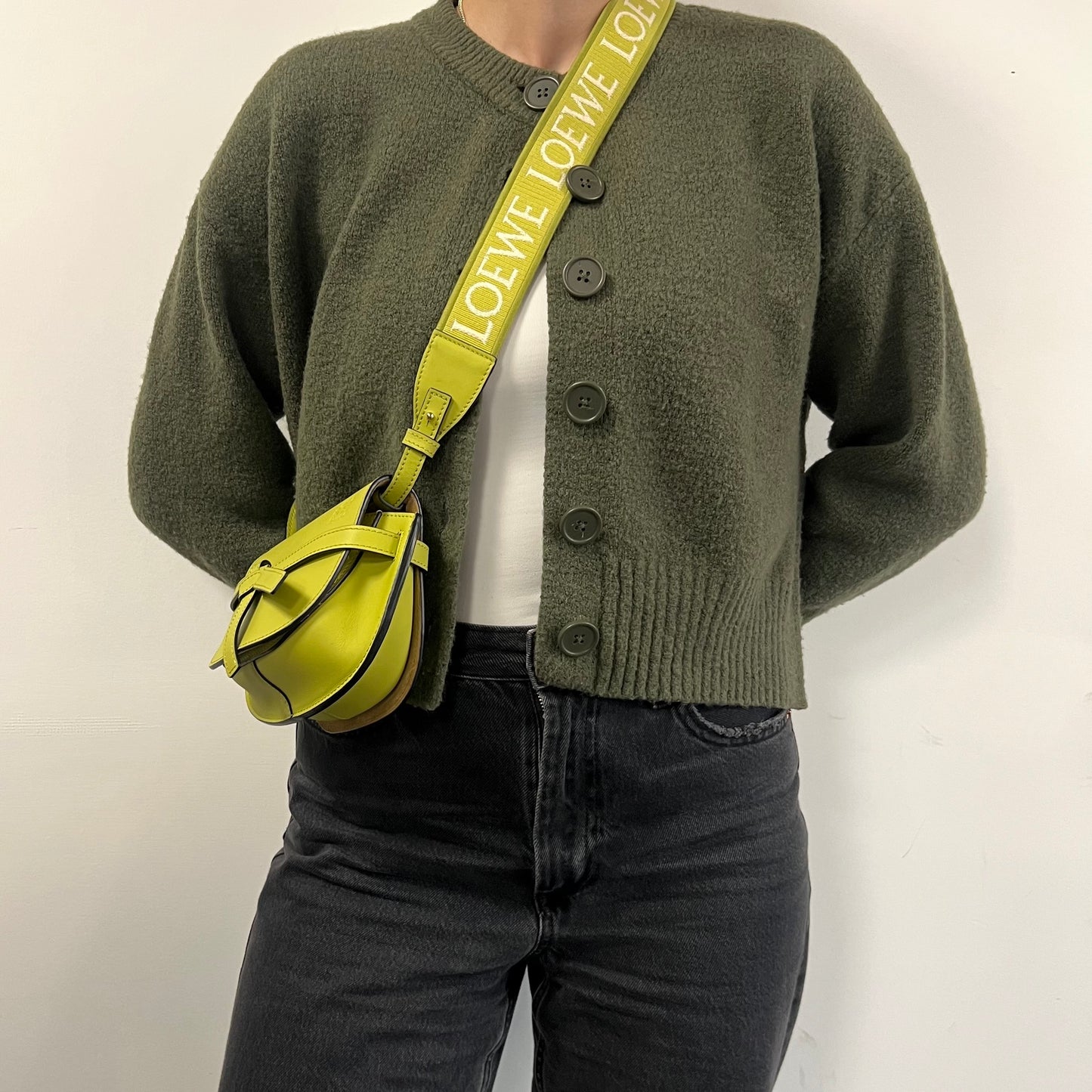 Gate Mini Crossbody Bag in Lime Green Leather [ReSale]