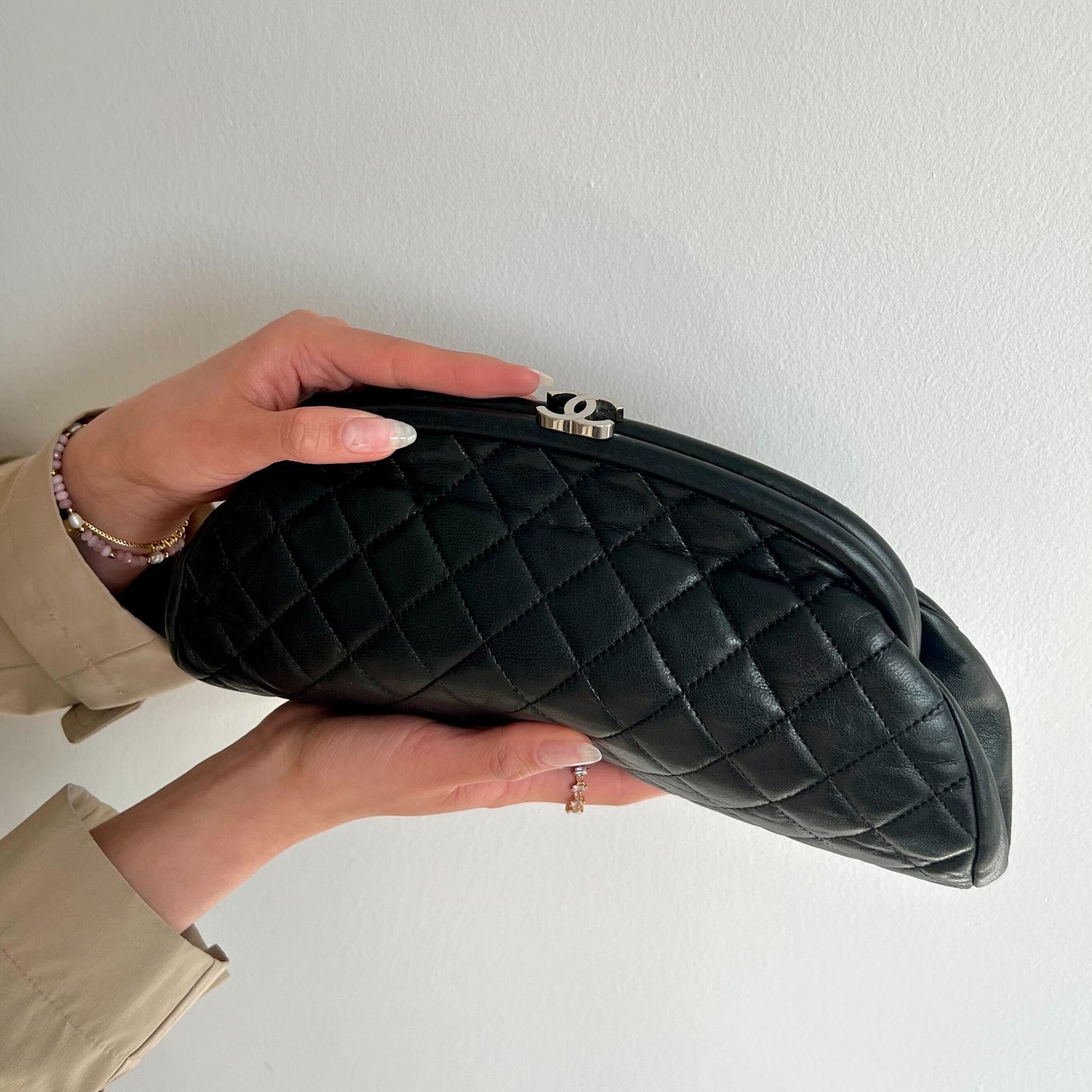 Small Clutch Bag in Quilted Black Leather 2012