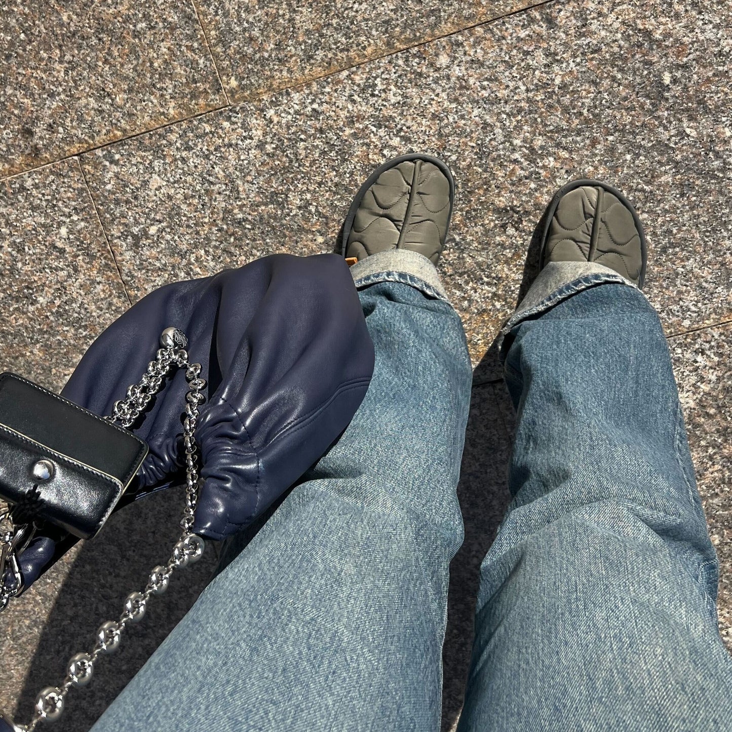 Small Squeeze Bag in Abyss Blue Nappa Leather