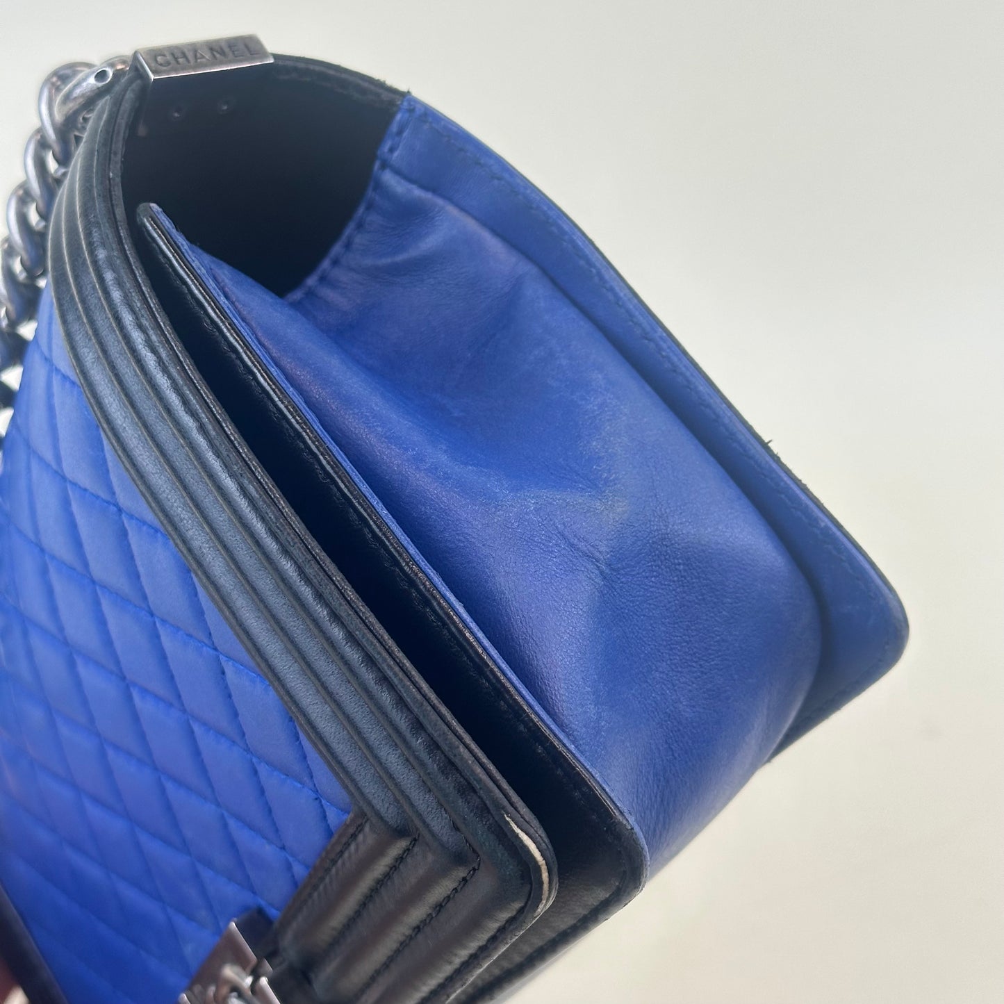 Medium Bicolour Boy Bag in Blue and Black Leather [ReSale]