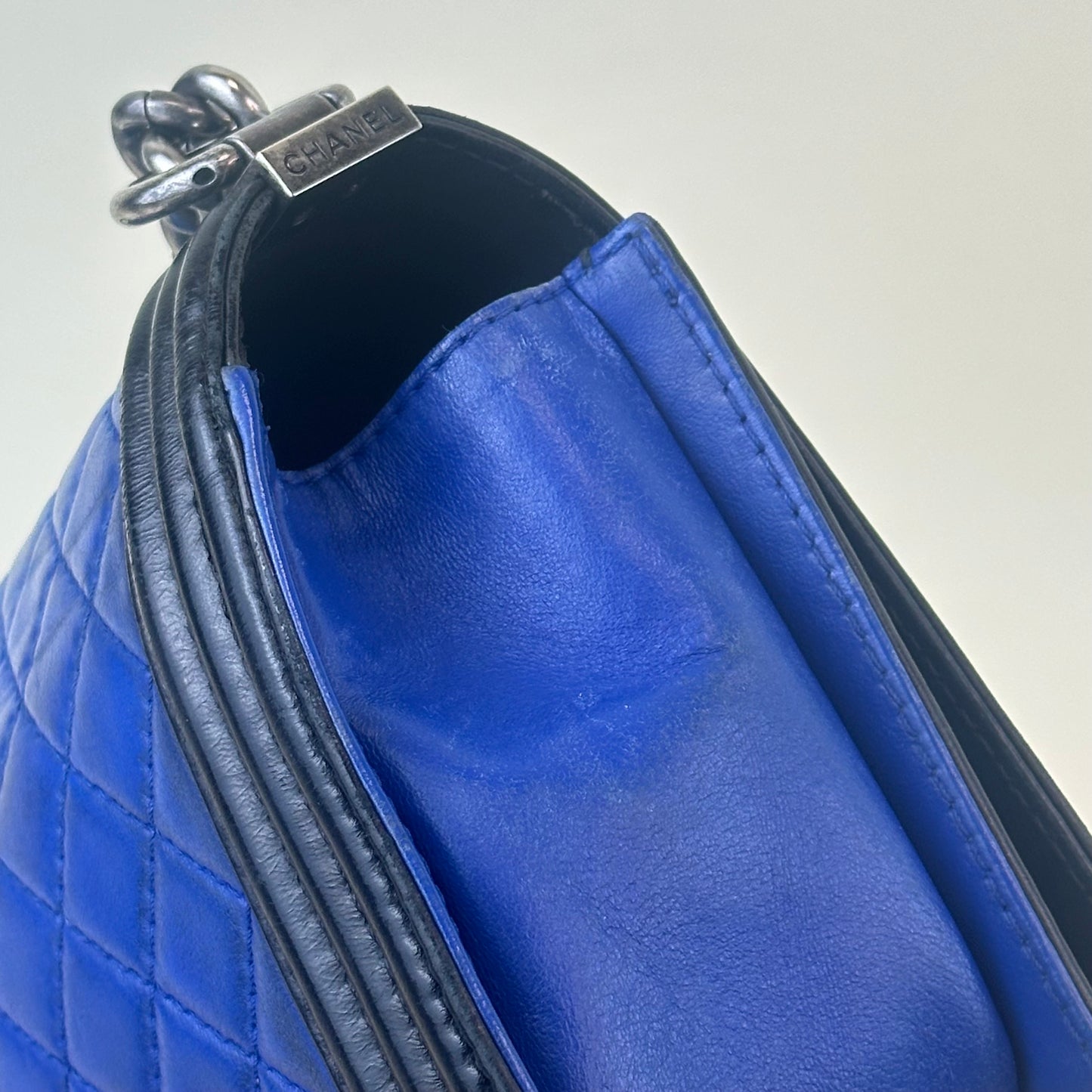 Medium Bicolour Boy Bag in Blue and Black Leather [ReSale]