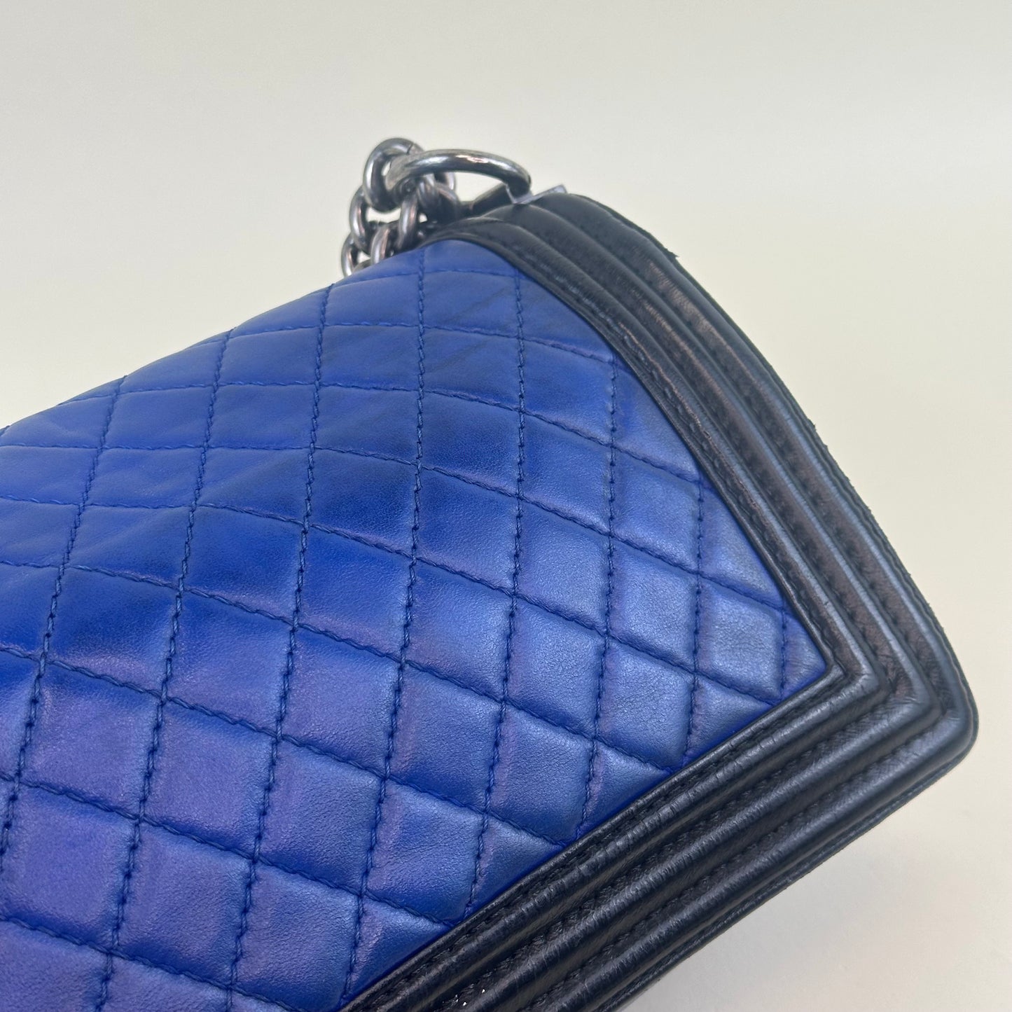 Medium Bicolour Boy Bag in Blue and Black Leather [ReSale]