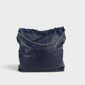 Large Chanel 22 Shoulder Bag in Navy Leather 2022-2026
