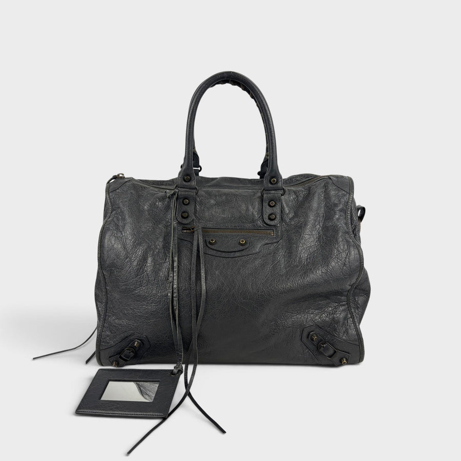 Large Le-City Bag in Grey Leather