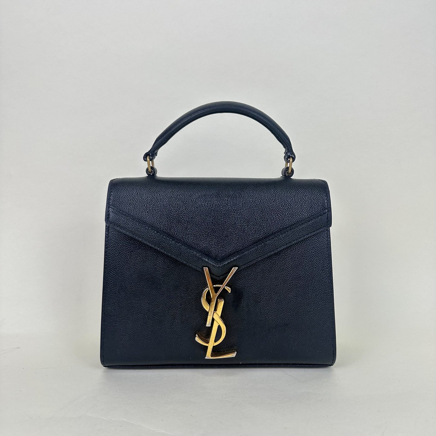 Mini Cassandra Grain De Poudre Embossed Leather Bag in Black [ReSale]