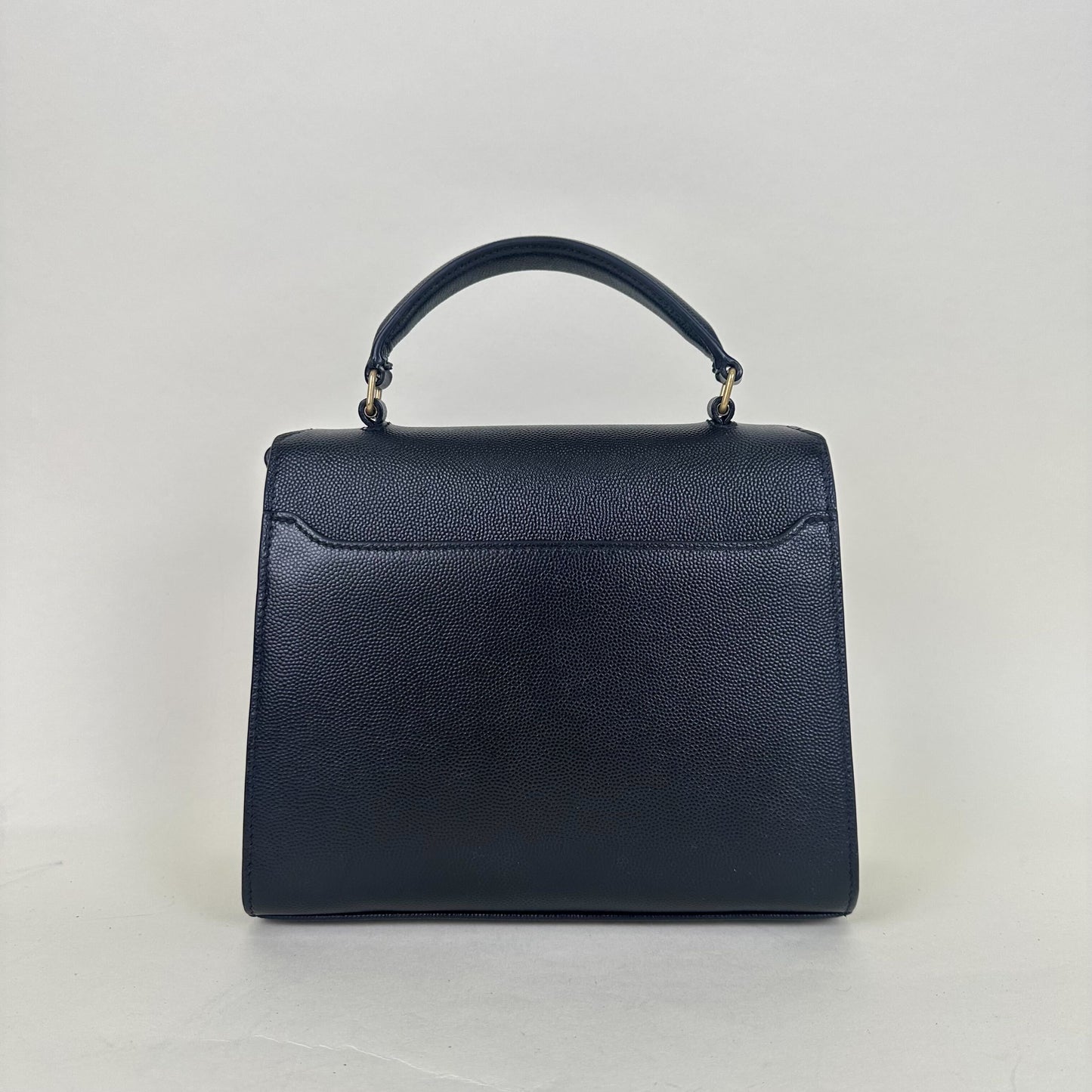 Mini Cassandra Grain De Poudre Embossed Leather Bag in Black [ReSale]