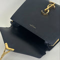 Mini Cassandra Grain De Poudre Embossed Leather Bag in Black [ReSale]