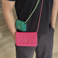 Micro CC Clutch With Chain Crossbody Bag in Green Quilted Lambskin