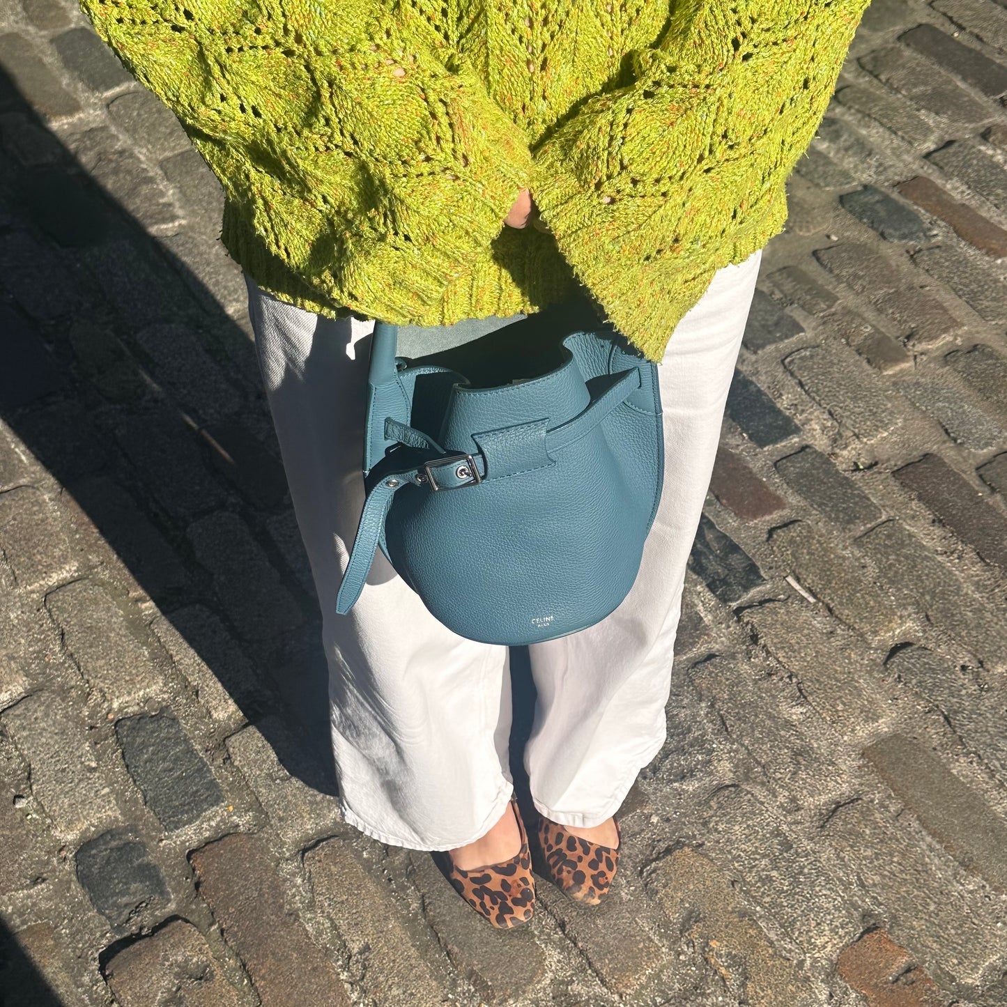 Big Bag Nano Bucket in Slate Blue Supple Grained Calfskin