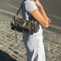 Multi Pocket Bow Bag in Distressed Black