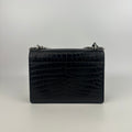 Sunset Medium Leather Bag in Black 'Croc' [ReSale]
