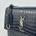 Sunset Medium Leather Bag in Black 'Croc' [ReSale]