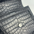 Sunset Medium Leather Bag in Black 'Croc' [ReSale]
