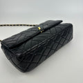 Quilted Straight Flap Double Chain Bag in Black 2019 [ReSale]