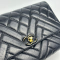 Quilted Straight Flap Double Chain Bag in Black 2019 [ReSale]
