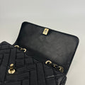 Quilted Straight Flap Double Chain Bag in Black 2019 [ReSale]