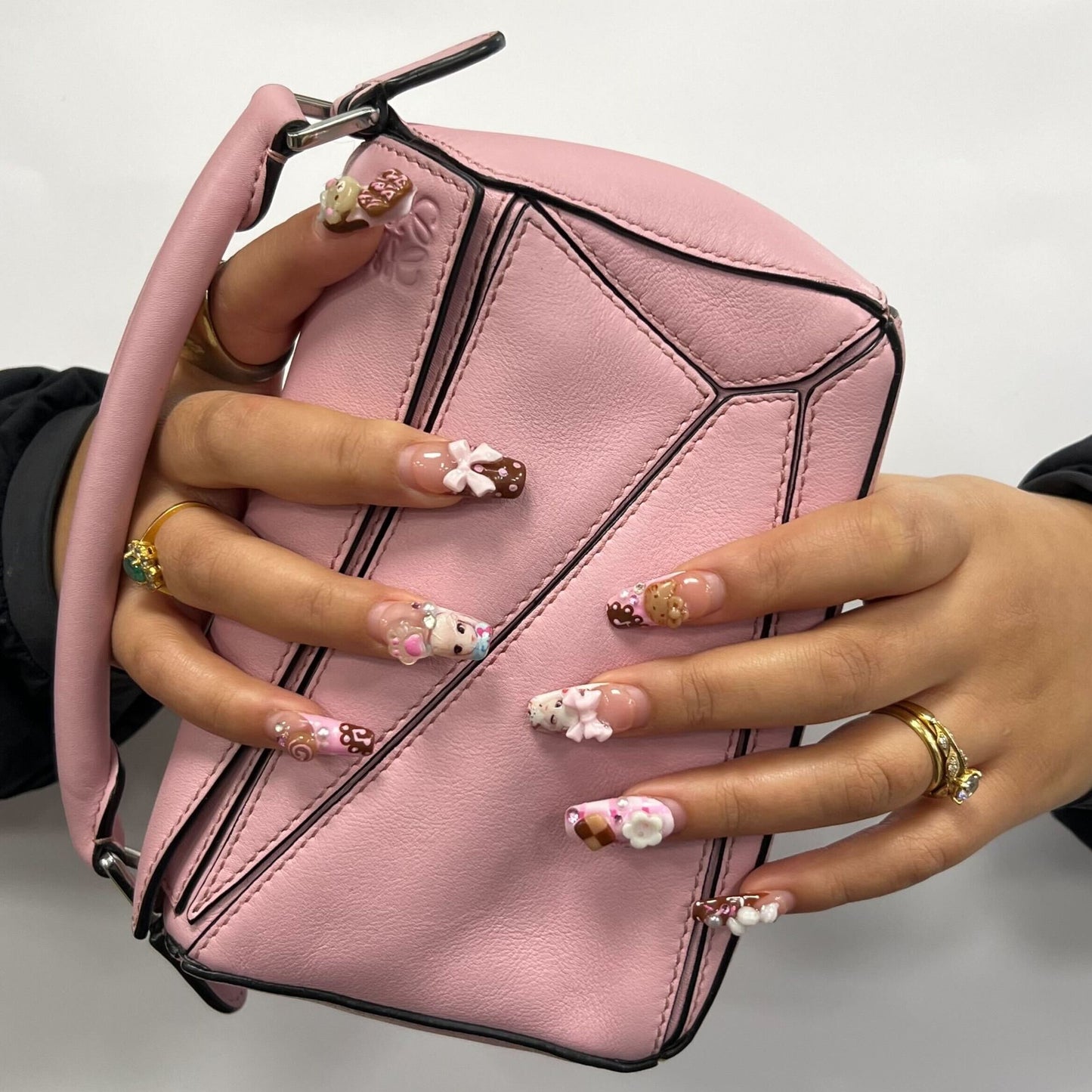 Mini Puzzle Shoulder Bag in Baby Pink Leather