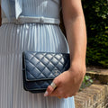 Classic Wallet on Chain in Navy Blue Leather 2013 - 2014