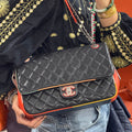 Jumbo Cuba Colour Single Flap in Quilted Lambskin with Multicolour Trim