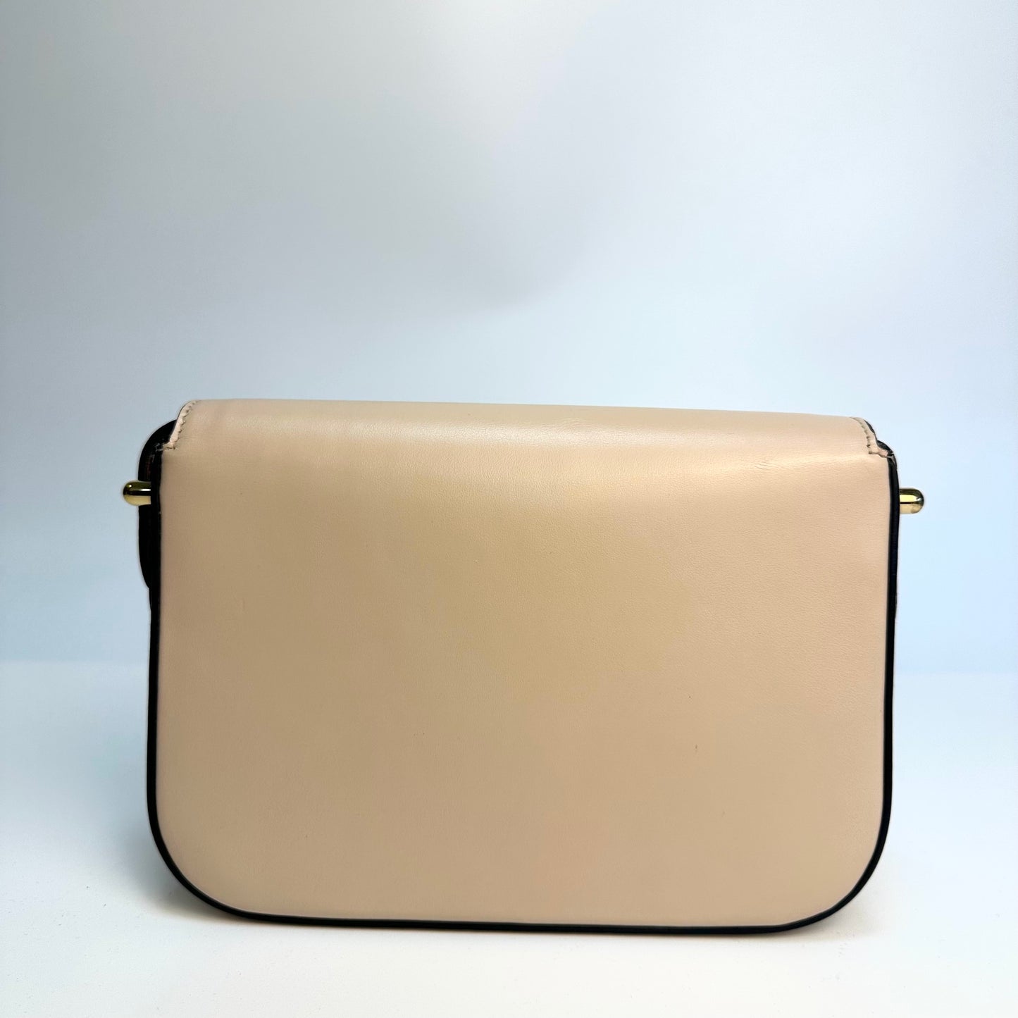 Small Logo Plaque Shoulder Bag in Beige Leather [ReSale]