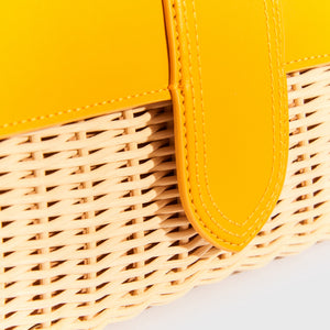 JACQUEMUS Le Bambino Long Osier Shoulder Bag in Yellow