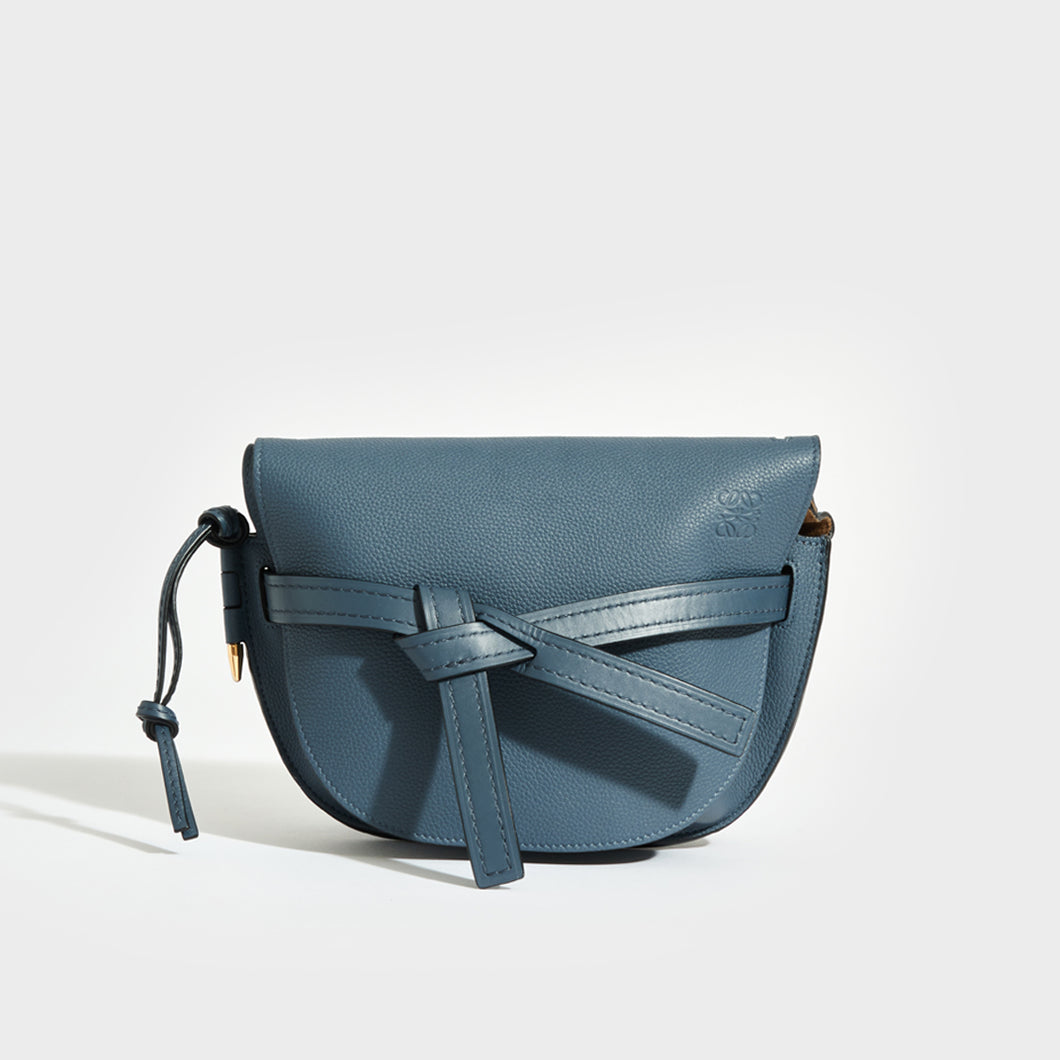 LOEWE Gate Small Crossbody in Onyx Blue Leather